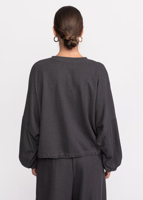 Bluza casual din bumbac cu suprapunere frontala