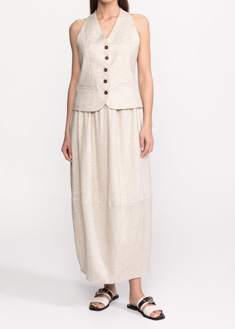 Linen Set with Vest and Maxi Skirt