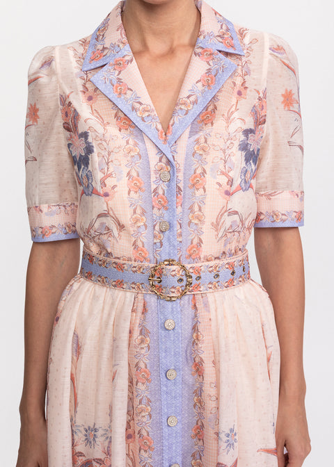 Rochie Midi cu guler clasic si maneci scurte