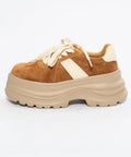 Adidași chunky din piele întoarsă și material textil – Platformă înaltă, stil îndrăzneț