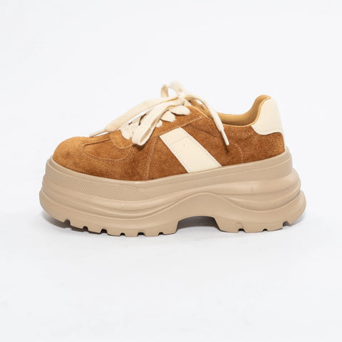 Adidași chunky din piele întoarsă și material textil – Platformă înaltă, stil îndrăzneț