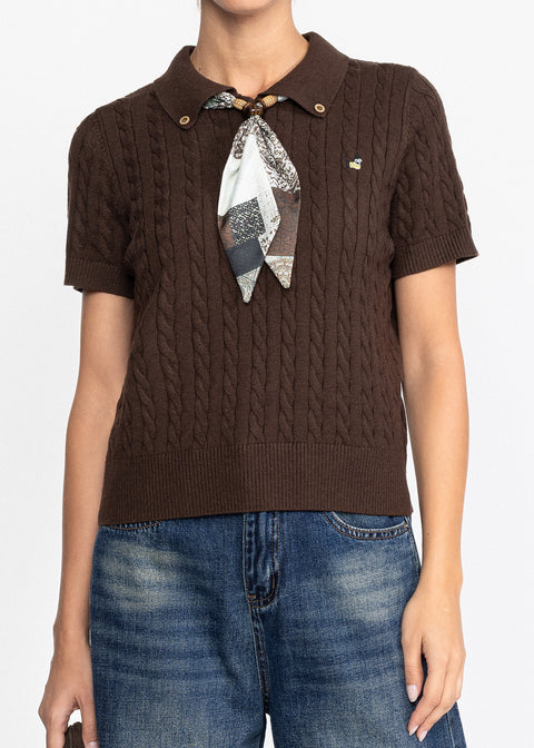 Bluza tricotata cu esarfa