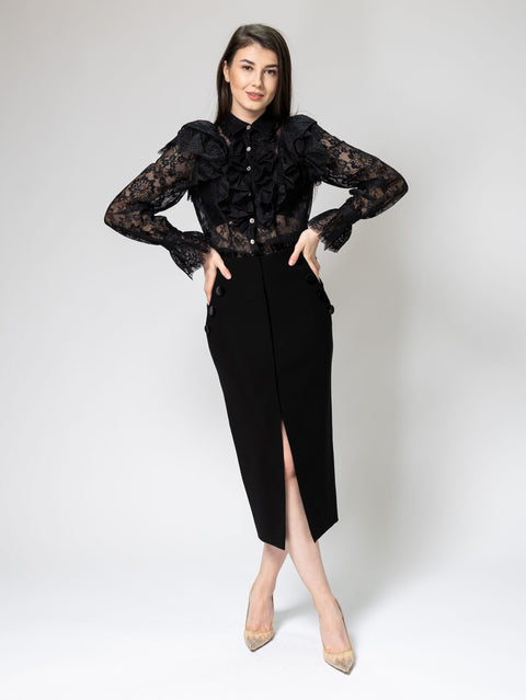Lace Blouse with Ruffles