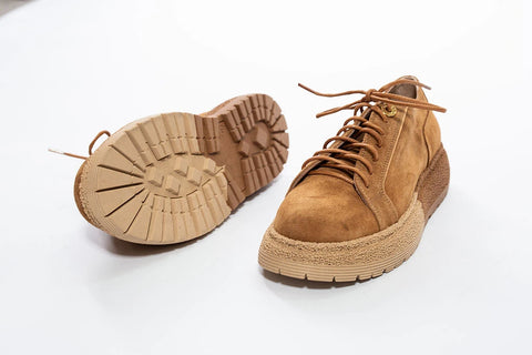Pantofi Casual Maro din Piele Întoarsă cu Talpă Groasă