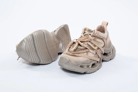 Adidași nude futurist cu glitter și talpă decupată tip chunky – Urban Shine – AnnaLaFaet