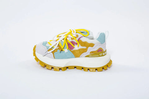 Adidași din Piele Naturală Multicoloră Aqua și Galben