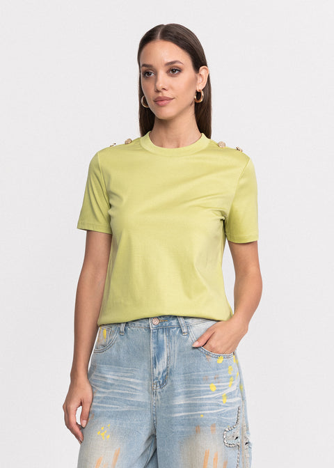 Tricou cu maneca scurta si nasturi metalici