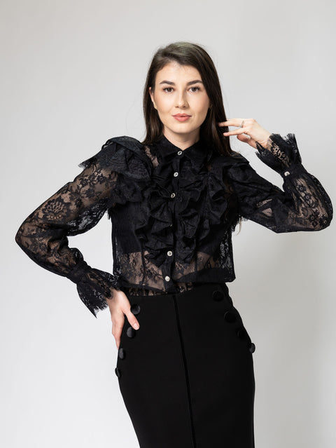 Lace Blouse with Ruffles
