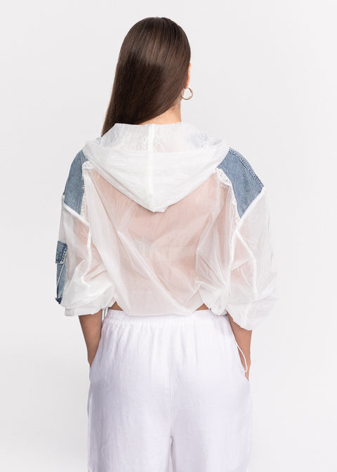 Jacheta subtire de vara cu insertii din denim
