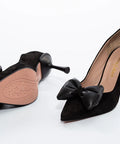 Pantofi stiletto negri cu fundă elegantă - Annalafaet