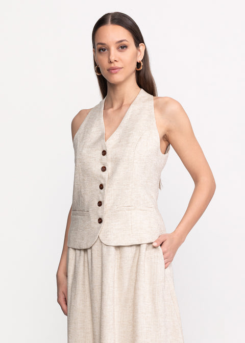 Linen Set with Vest and Maxi Skirt
