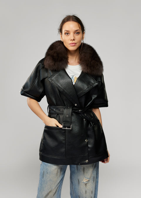Leather Vest-Style Jacket