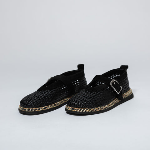 Woven Ballet Flats with Strap