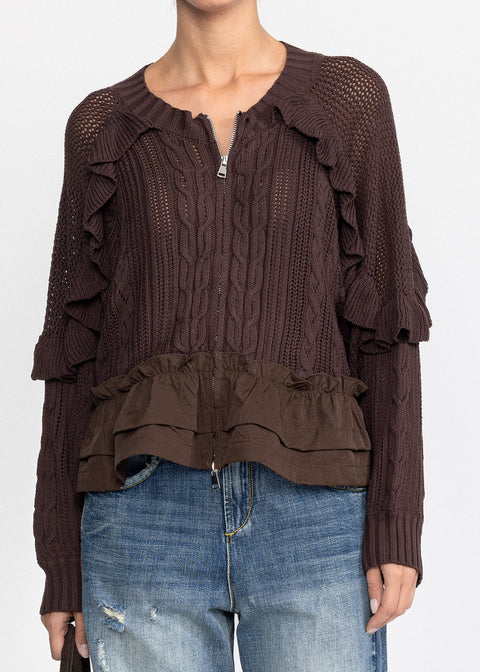 Jerseu din tricot cu volane delicate