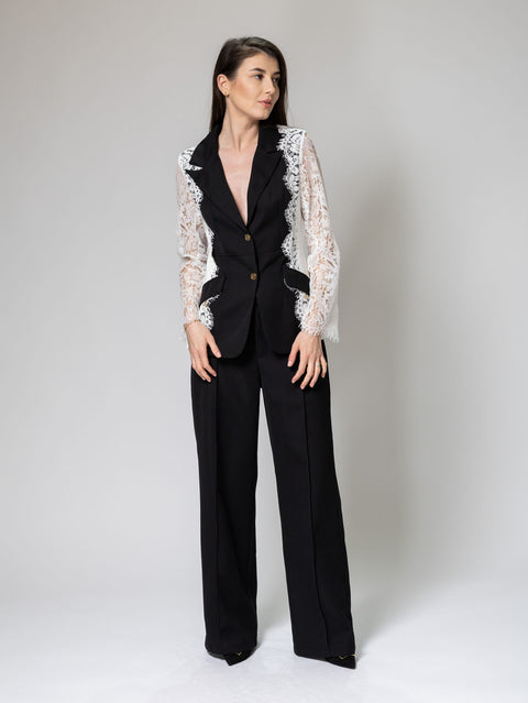 Elegant Embroidered Lace Suit Set