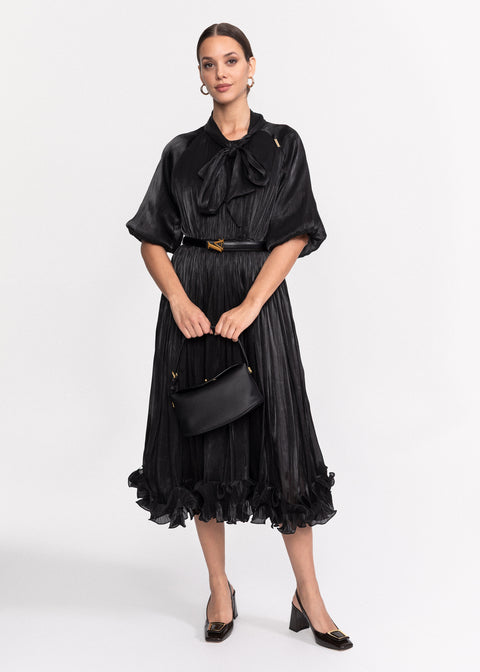 Rochie Midi din material vaporos cu croiala fluida