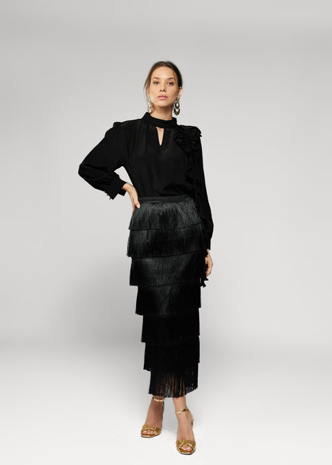 Midi Fringe Skirt