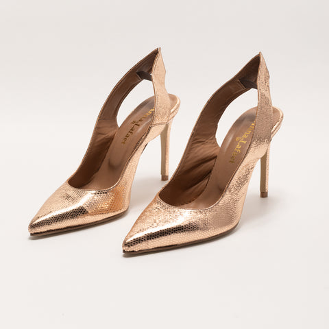 Pantofi stiletto din piele gold bronze