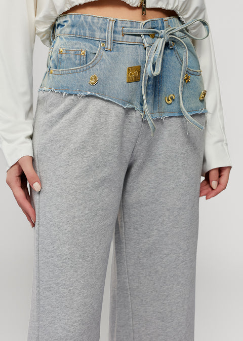 Cotton Pants with Denim Inserts