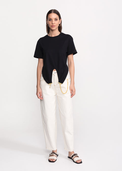 T-Shirt with Gold Chain Details