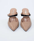 Pantofi Mule nude cu toc 7 cm Annalafaet din piele naturală și aplicații metalice