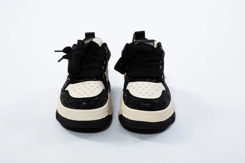 Adidași casual alb-negru cu aplicații glitter negre – Urban Contrast – AnnaLaFaet