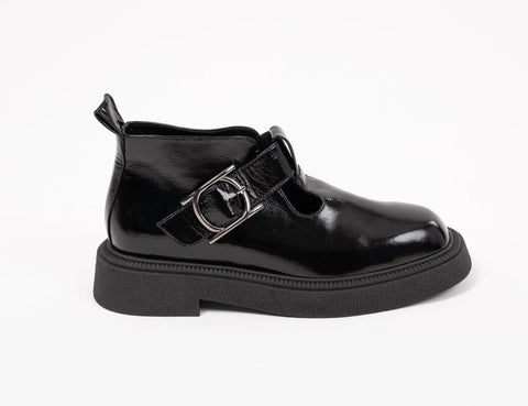 Pantofi damă, din piele lăcuită cu catarama, talpa 4cm