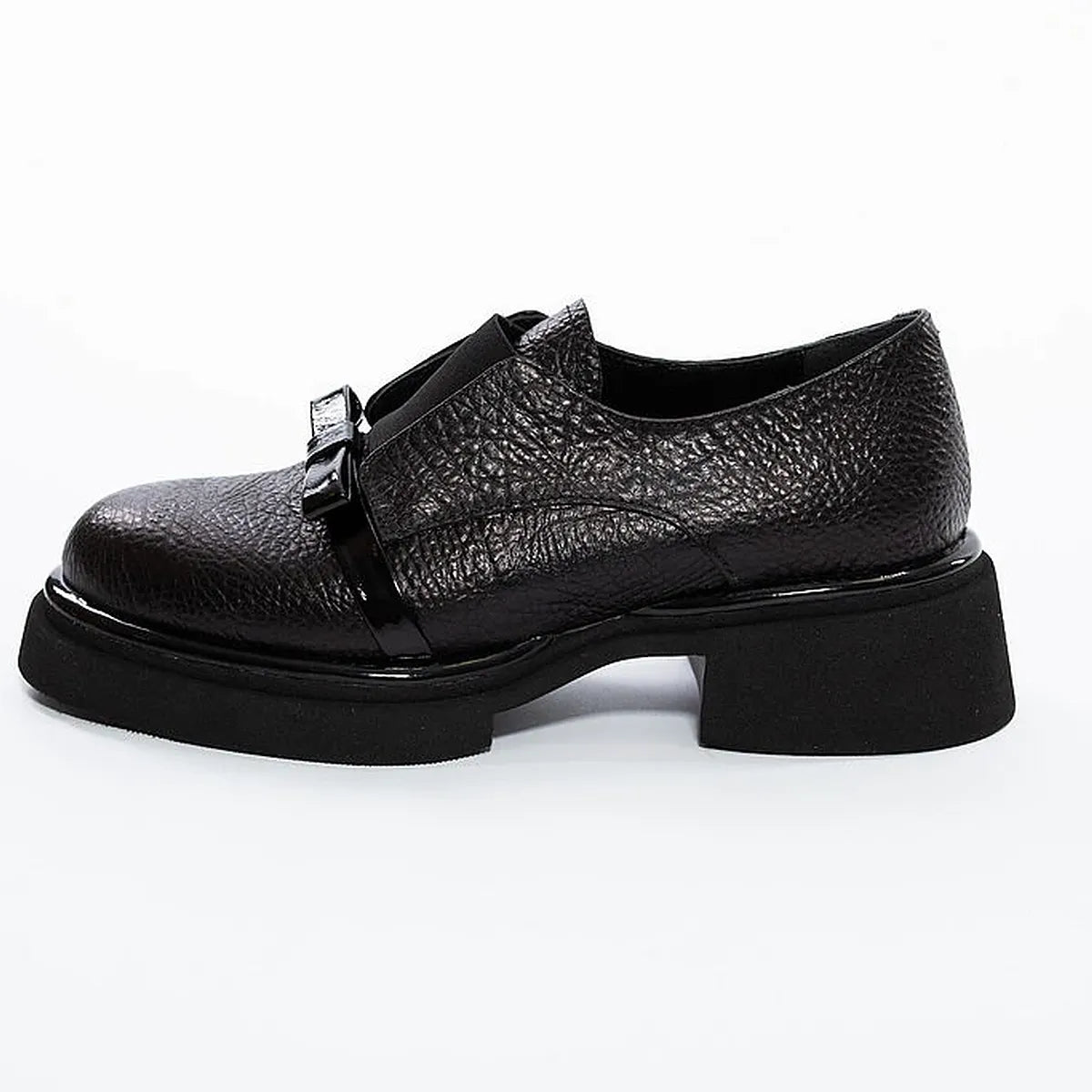 Pantofi loafers negri cu platformă discretă - Annalafaet