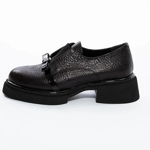 Pantofi loafers negri cu platformă discretă - Annalafaet