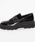 Pantofi din piele lăcuită naturală cu accesoriu cristal