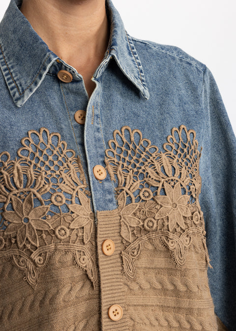 Camasa Denim si Tricot