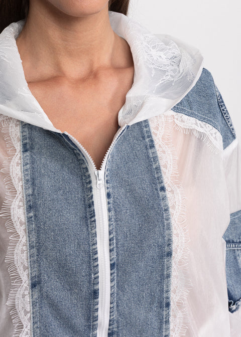 Jacheta subtire de vara cu insertii din denim