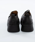 Sneakers Negri din Piele cu Platformă și Accesorii Metalice