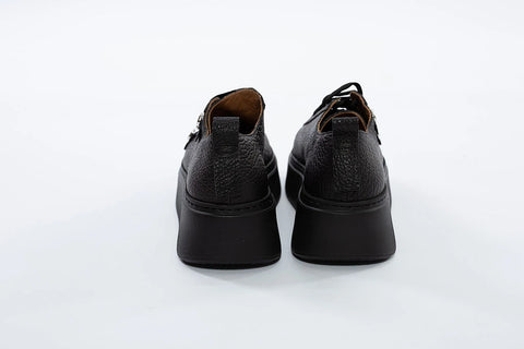 Sneakers Negri din Piele cu Platformă și Accesorii Metalice