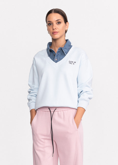 Bluza din bumbac cu guler din denim 6037