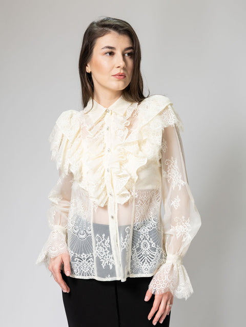 Lace Blouse with Ruffles