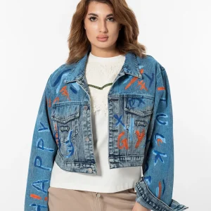 Jacheta blug cu picturi blu și orange