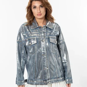 Jacheta din blug cu patina argintie