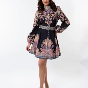 Rochie scurta neagra,cu imprimeuri