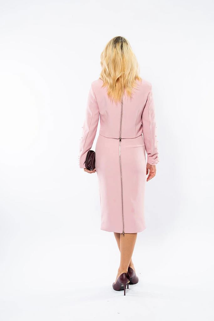 Compleu elegant cu fustă și top perlat-9